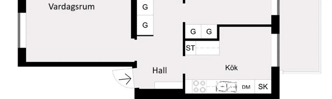 Floor plan for Baskemöllegatan 7A