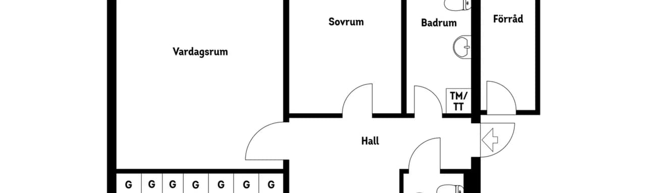 Planritning för Trädesvägen 12, 5 tr