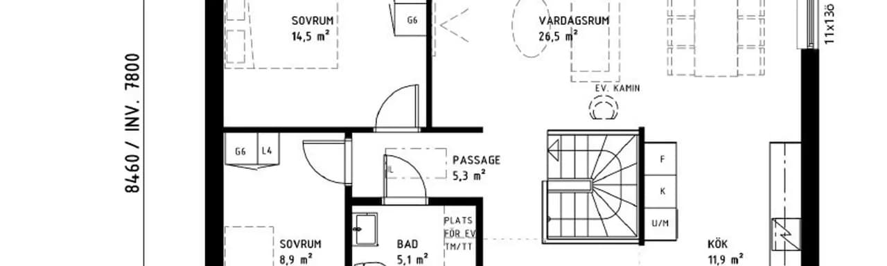 Planritning för Skolvägen 14A