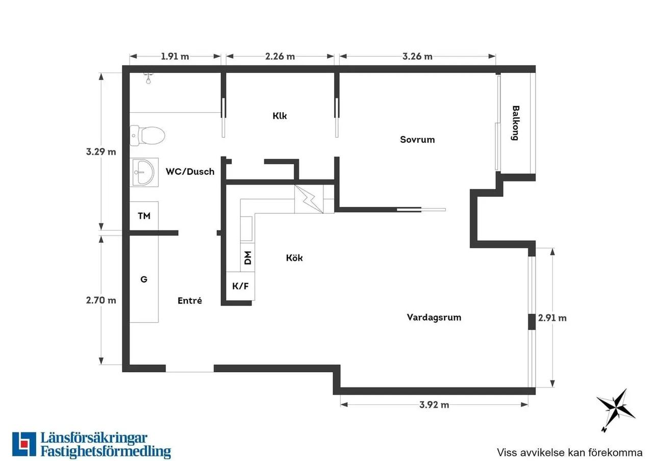 Floor plan for Lodjursstråket 1 (Karlatornet vån 6)