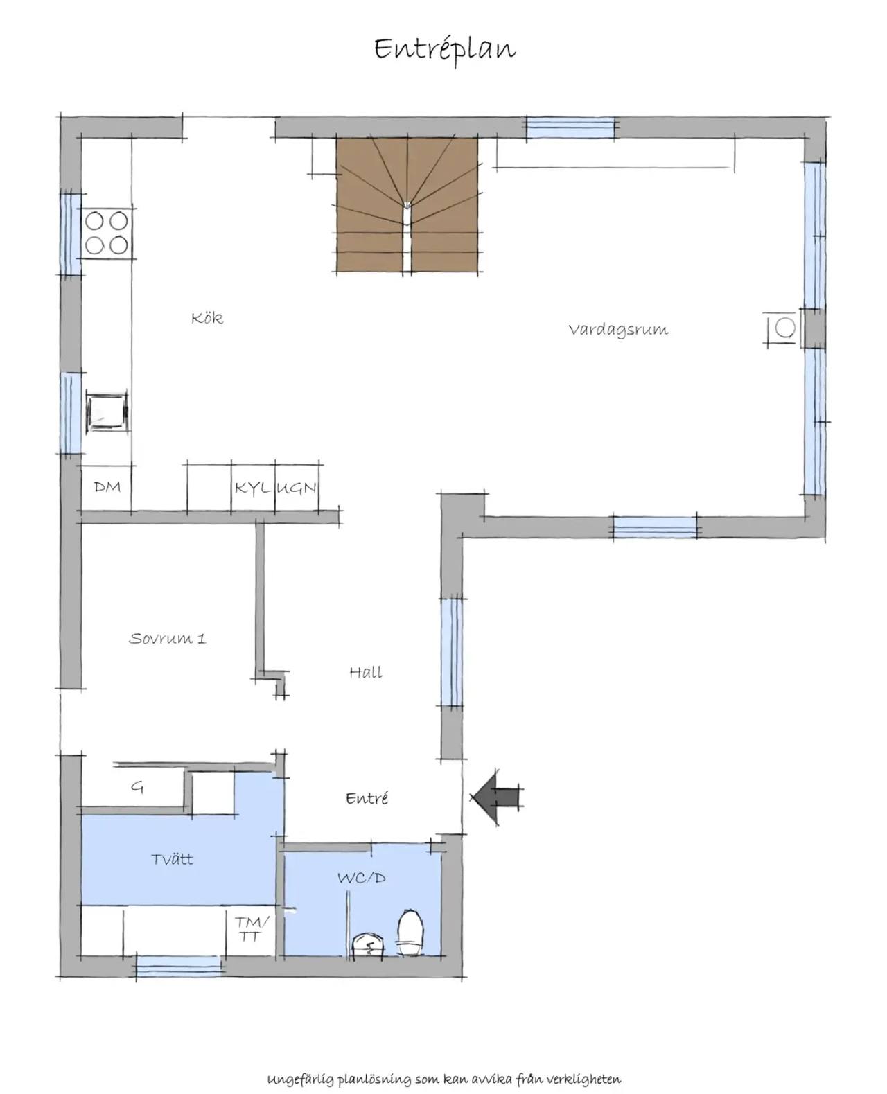 Planritning för Norrbyvretsvägen 41