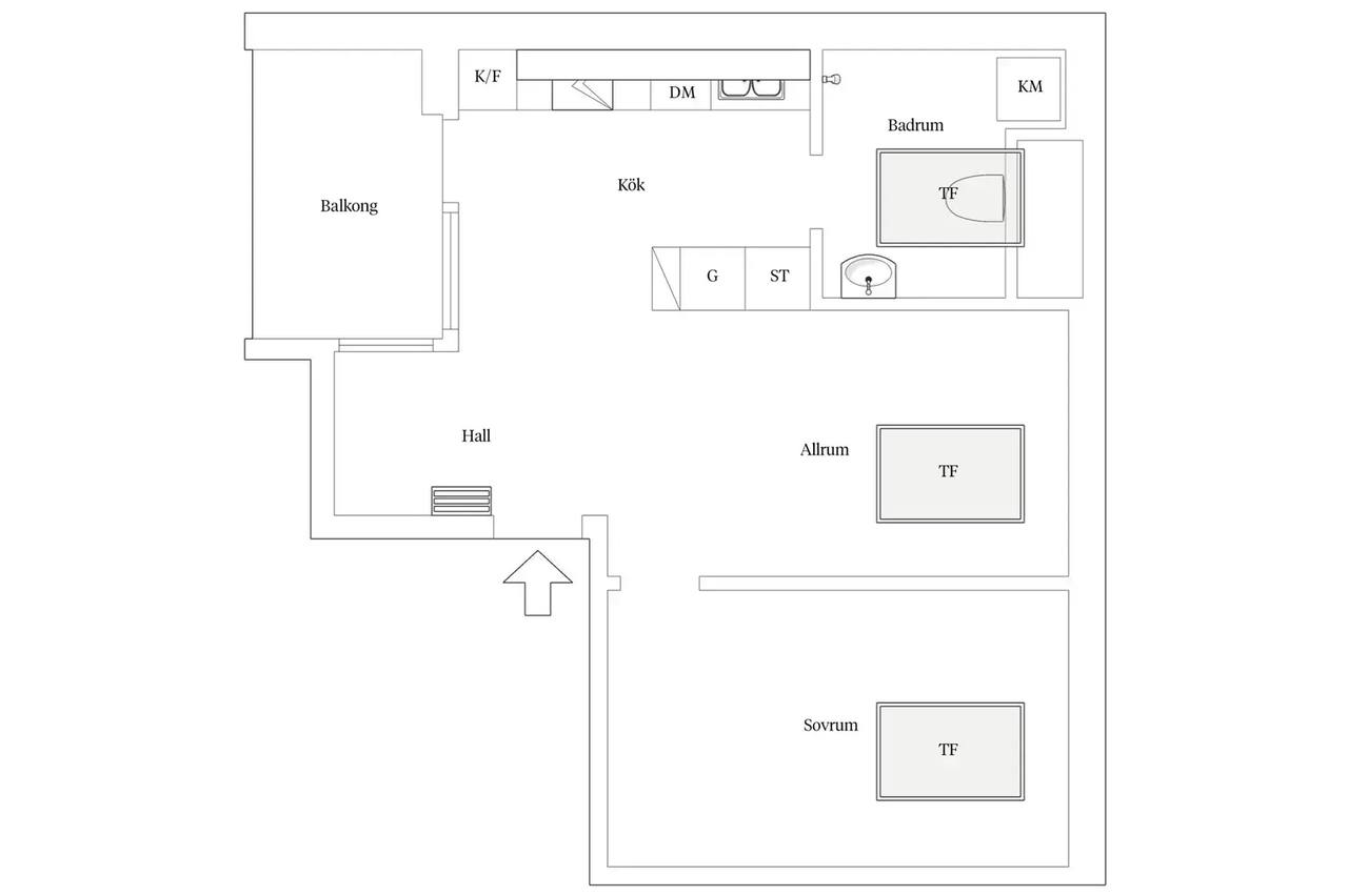 Floor plan for Harald Hjärnesgatan 13D