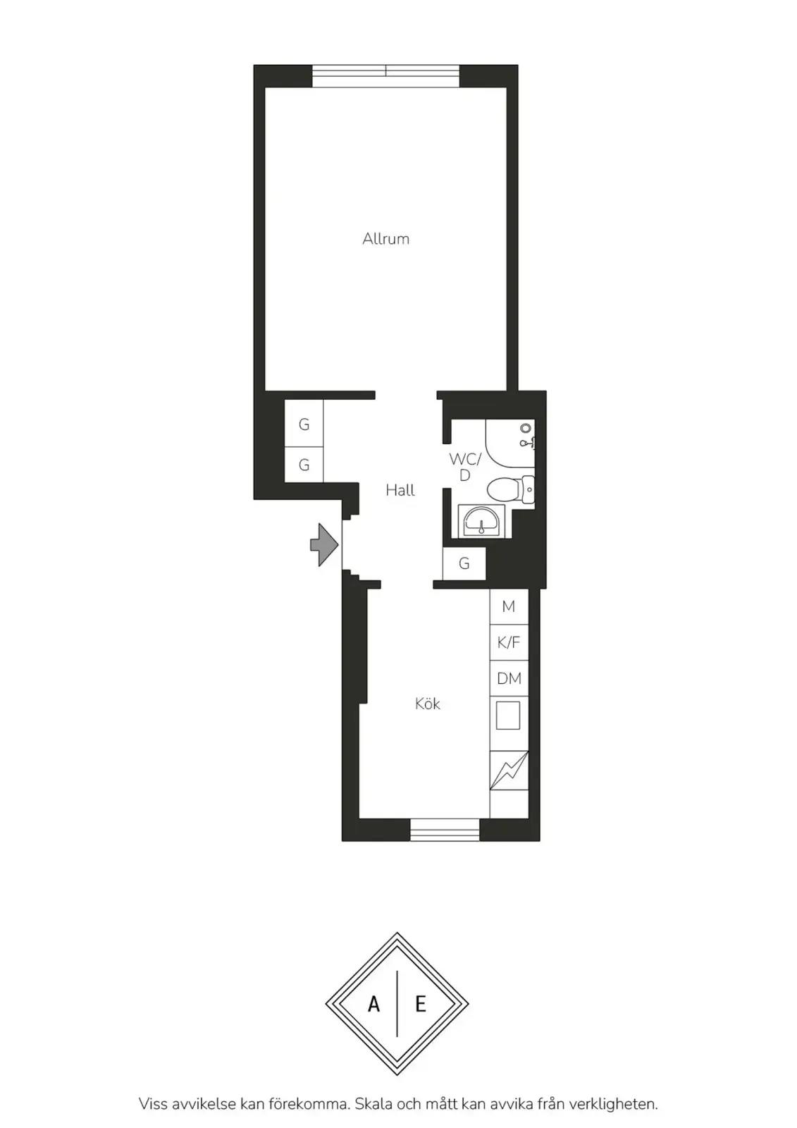 Planritning för Kopparbergsvägen 18B