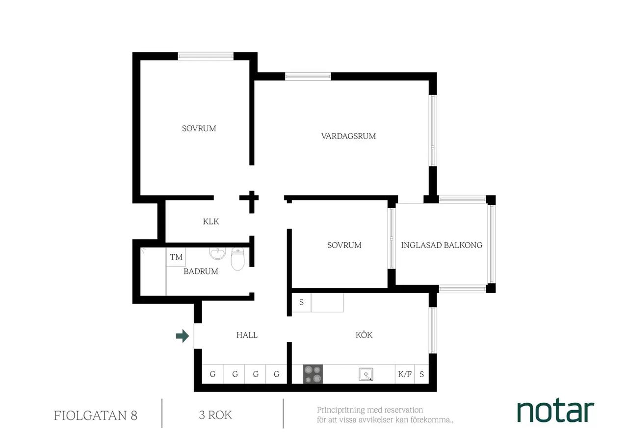 Floor plan for Fiolgatan 8