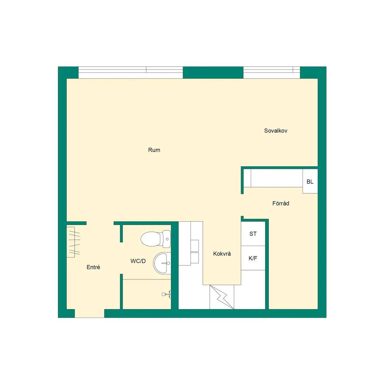 Floor plan for Bärnstensgatan 43A