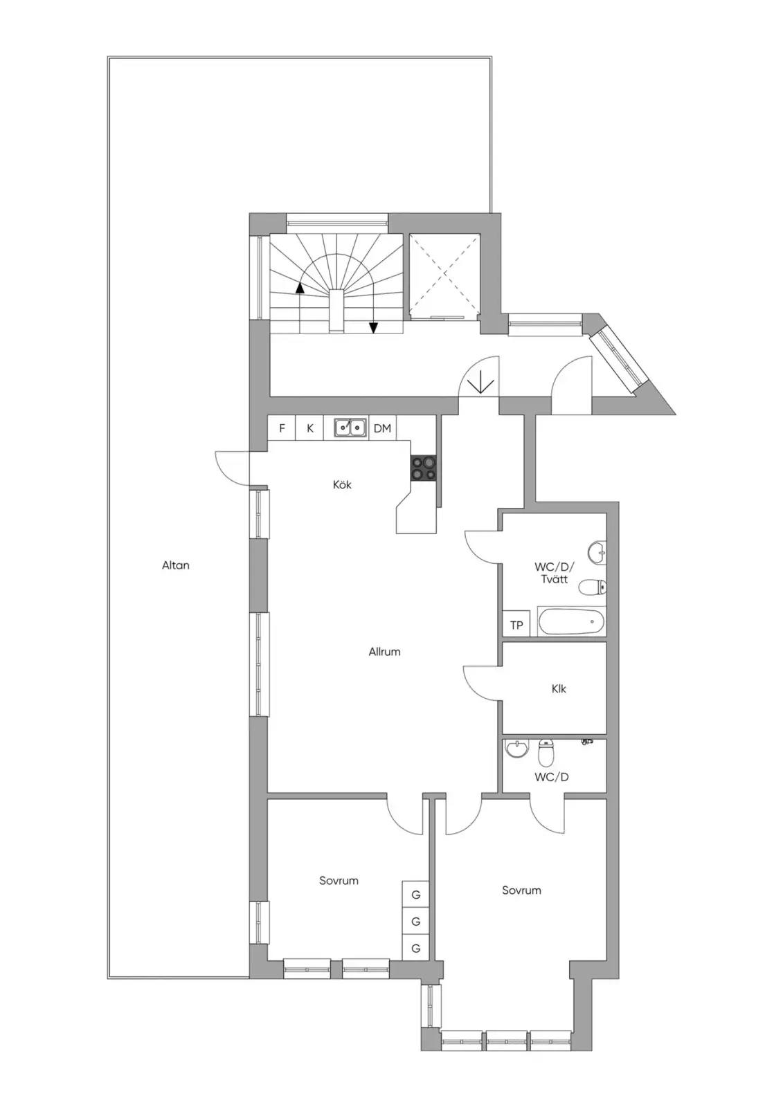 Floor plan for Allégatan 8