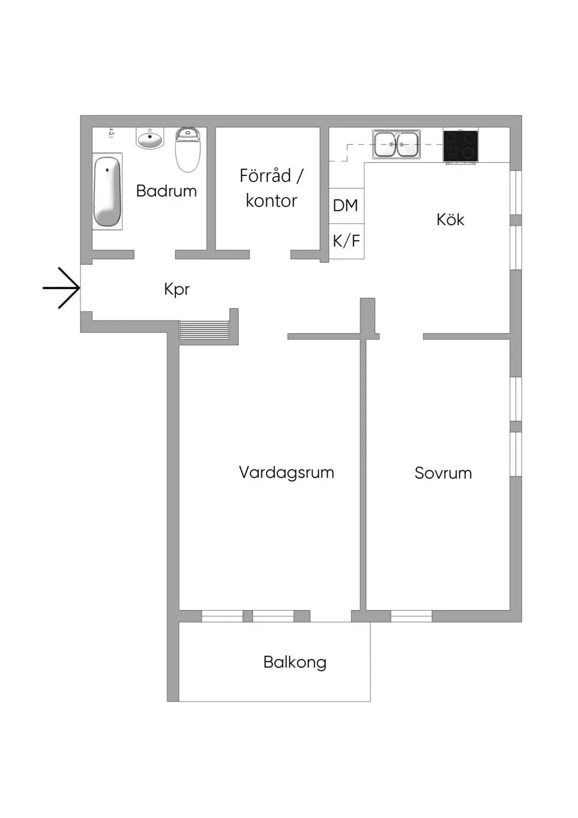 Floor plan for Skarpövägen 19