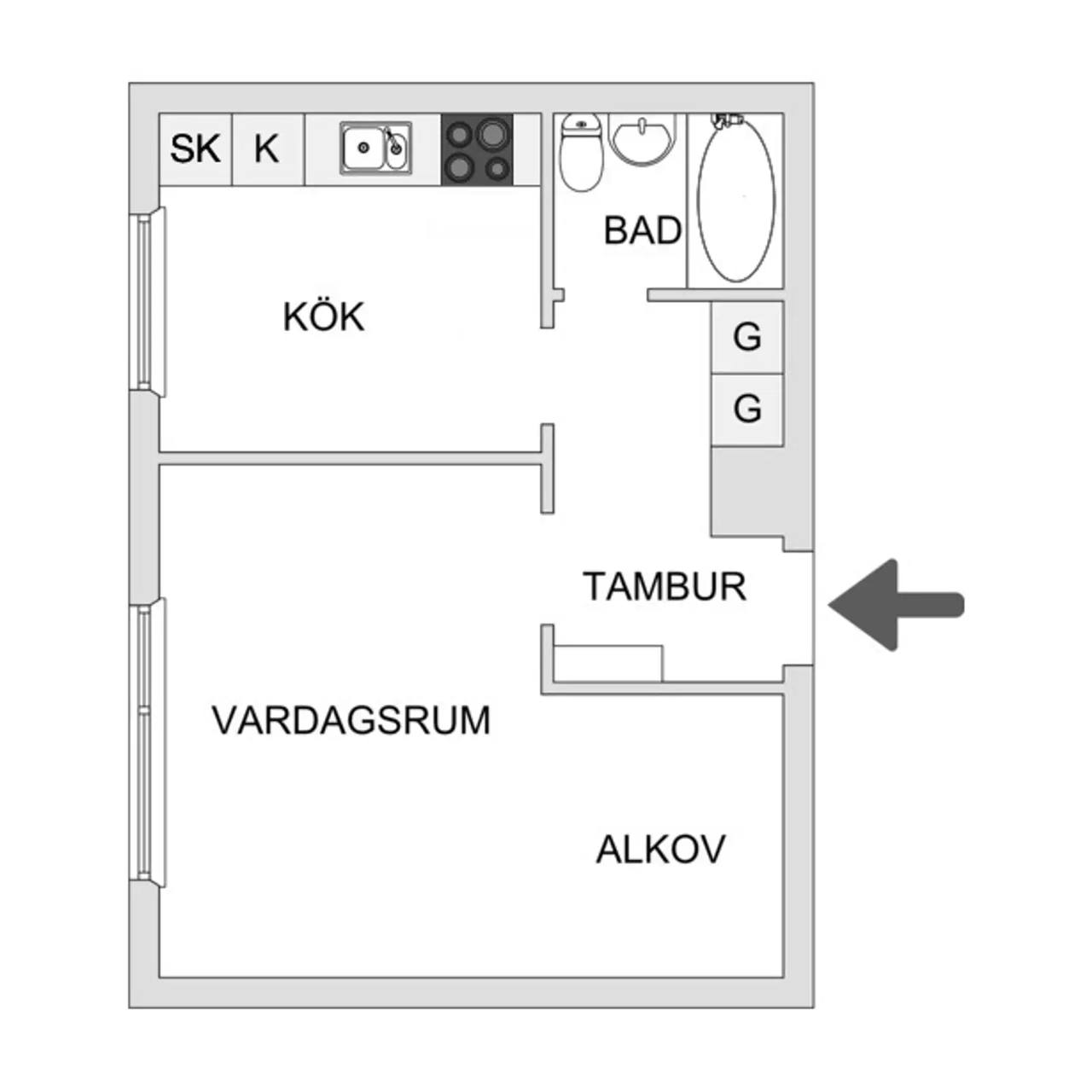 Floor plan for Fjällgatan 4B