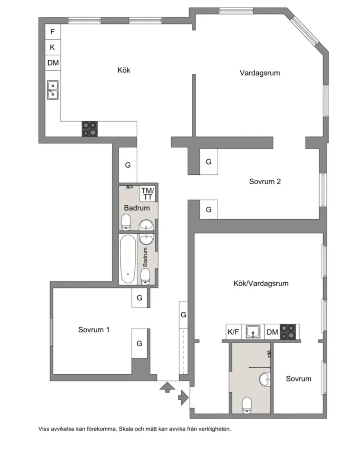 Floor plan for Bondegatan 33
