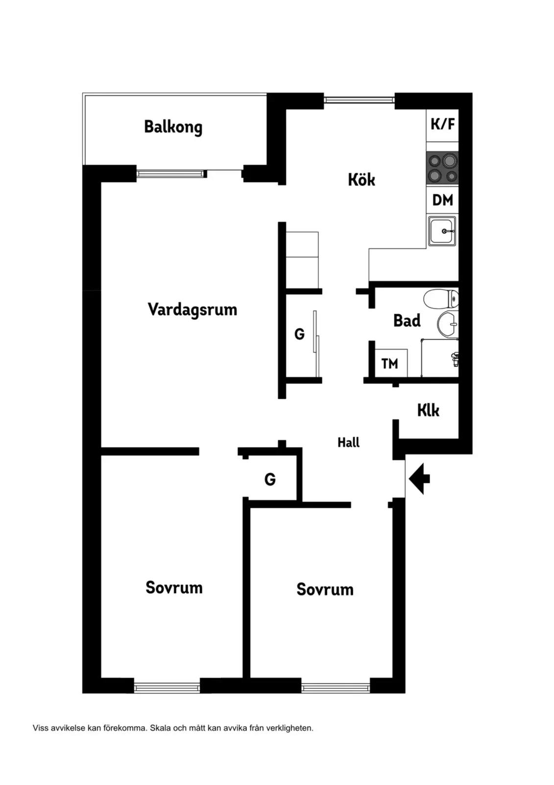 Floor plan for Signalgatan 7D