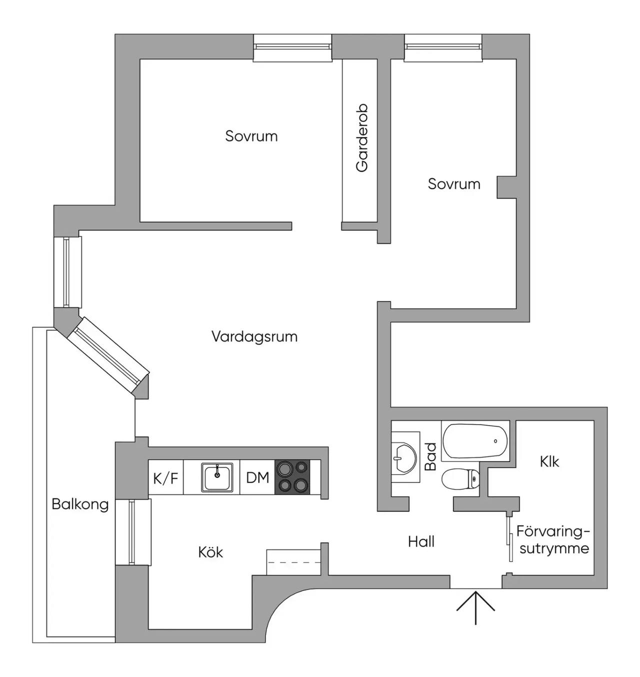 Planritning för Ehrensvärdsgatan 3