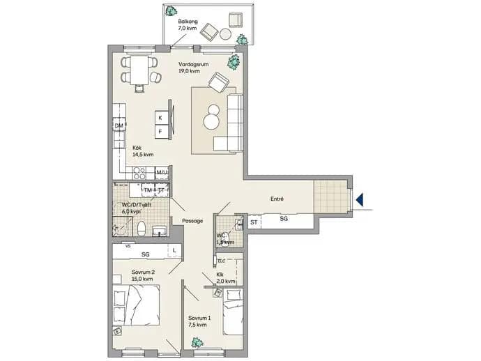 Floor plan for Stenknäcksgatan