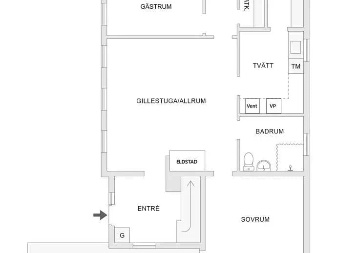 Planritning för Rängenvägen 4E