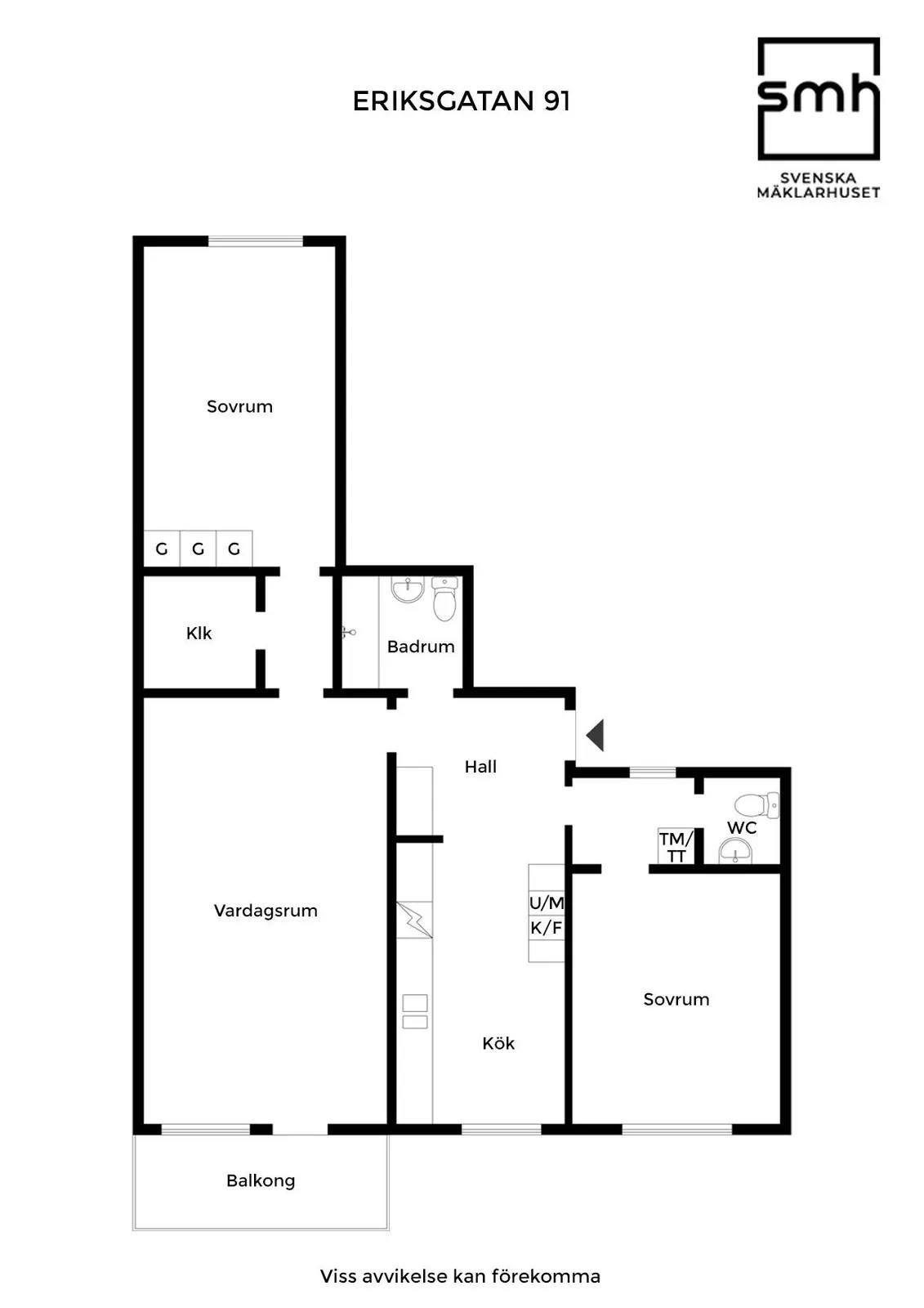 Planritning för Eriksgatan 91