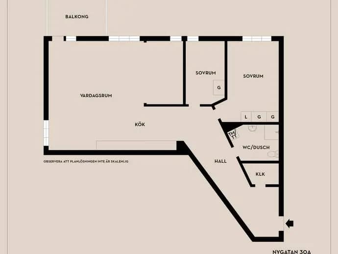 Planritning för Nygatan 30A