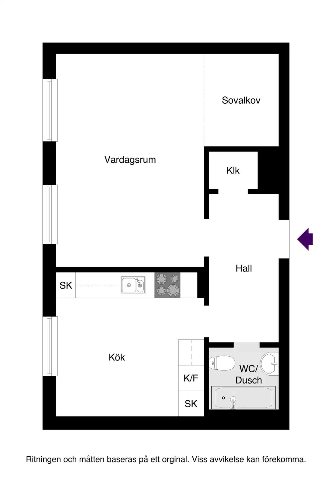 Planritning för Prästgårdsgatan 13E