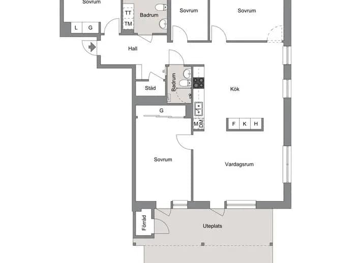 Planritning för Sänkhagsvägen 6D, 1tr