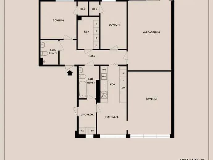 Floor plan for Kadettgatan 26D