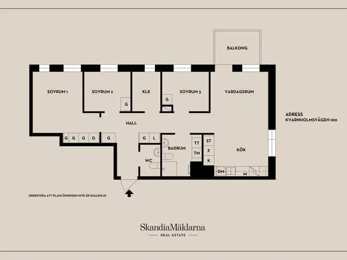 Floor plan for Kvarnholmsvägen 100
