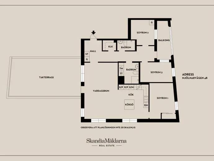 Floor plan for Mjölnarvägen 4B