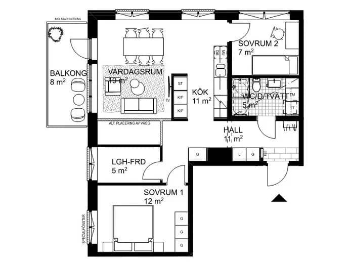 Floor plan for Bällstavägen