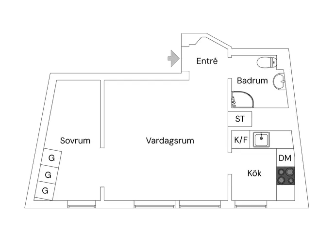 Planritning för Flintbacken 4, 12 tr.