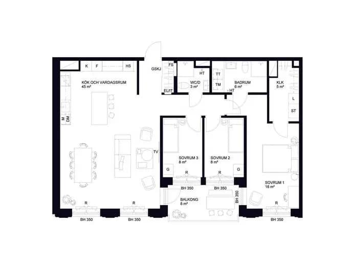 Floor plan for Nordenflychtsvägen 68