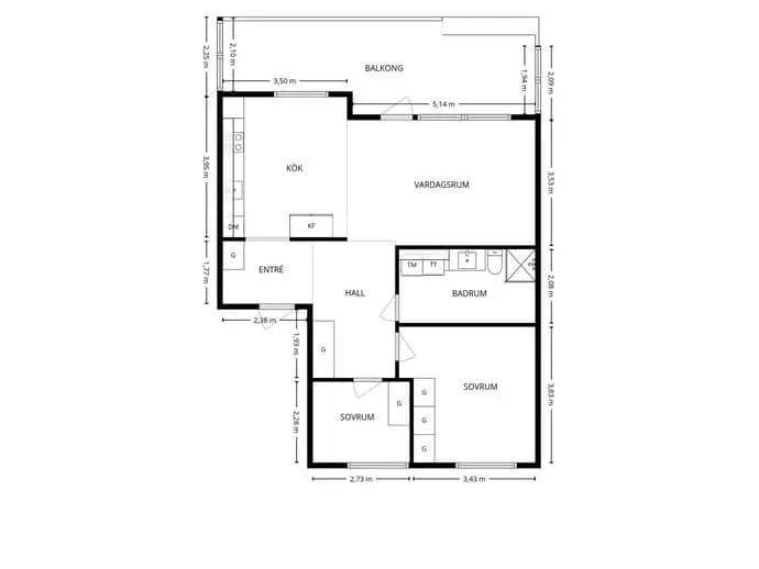 Floor plan for Södra Kyrkogatan 27A
