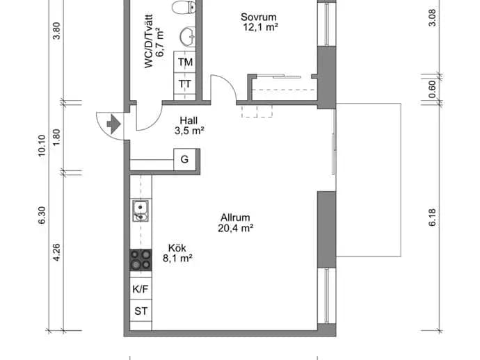 Floor plan for Lunagränd 1