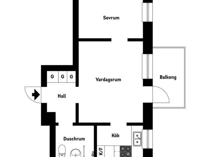 Floor plan for Ölmegatan 3B