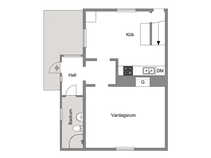 Planritning för Kyrkovägen 30 (Besöksadress/infart via Fågelvägen) 