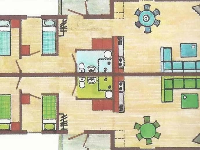 Floor plan for Brf. Hemfjällsbyn vecka 17, 46 och 47. Hus 7A.