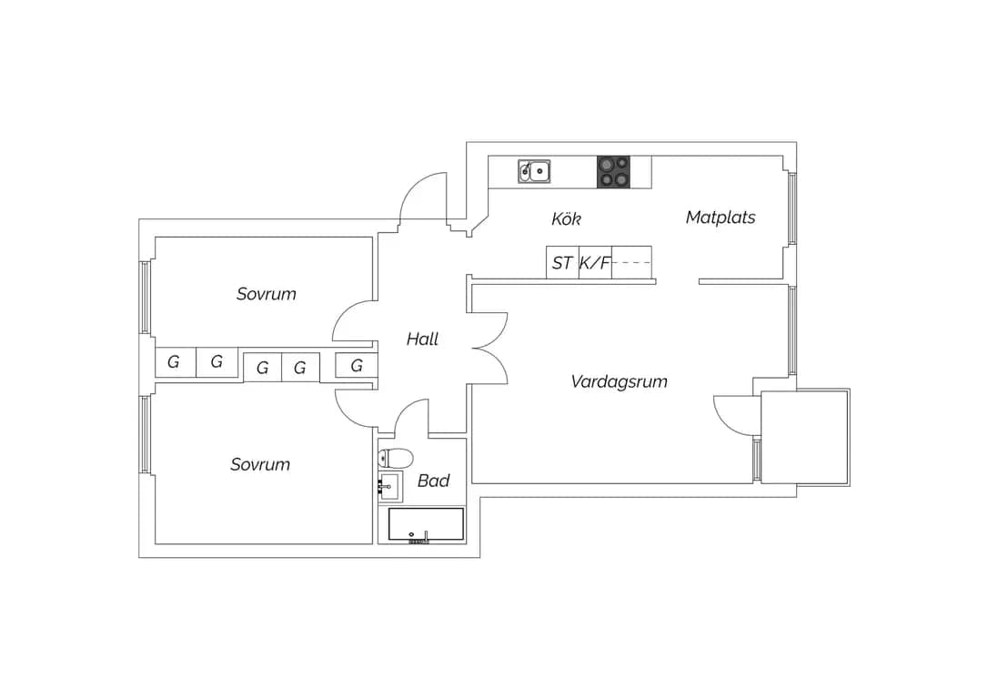 Floor plan for Kyrkvärdsvägen 8