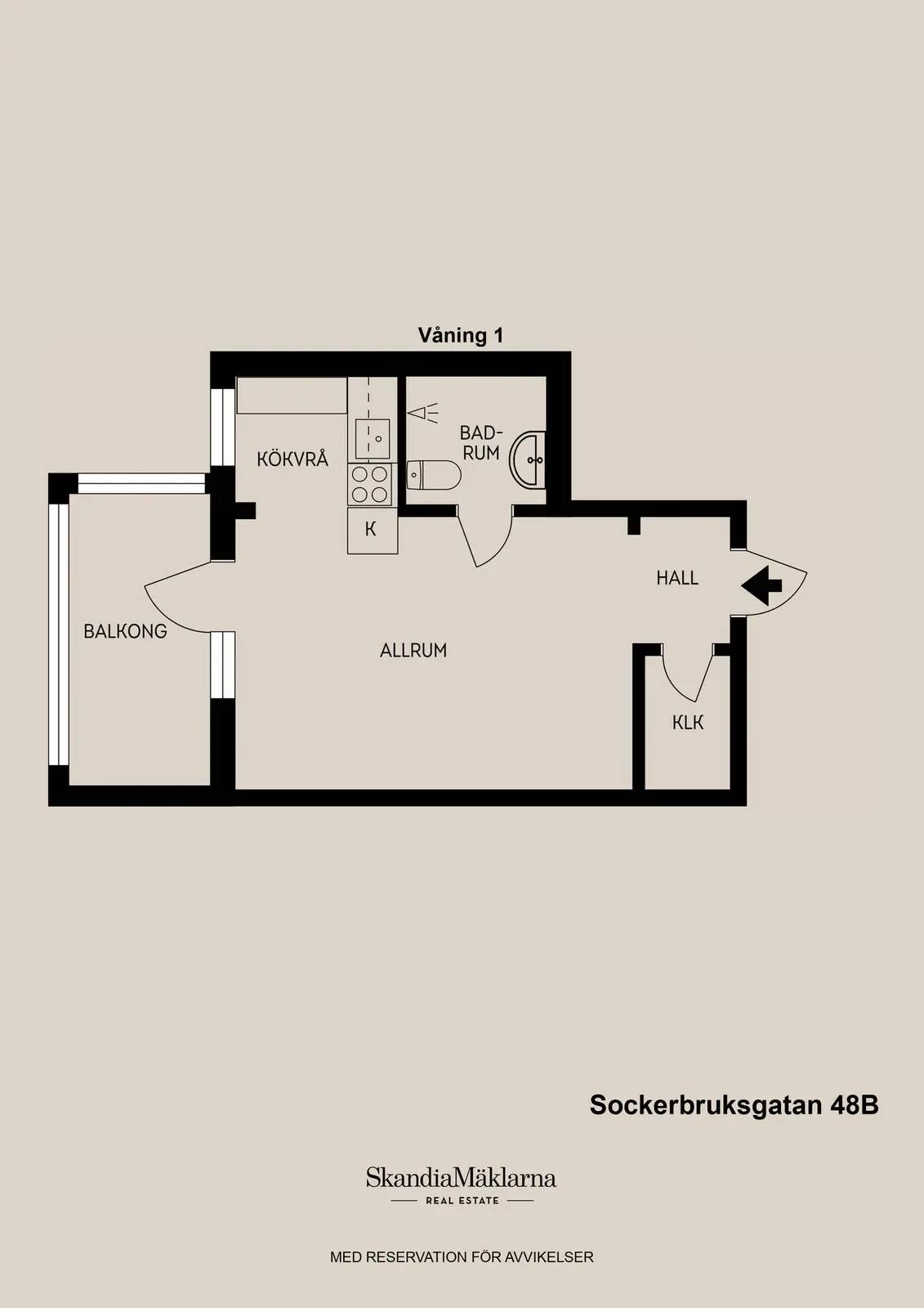 Planritning för Sockerbruksgatan 48B