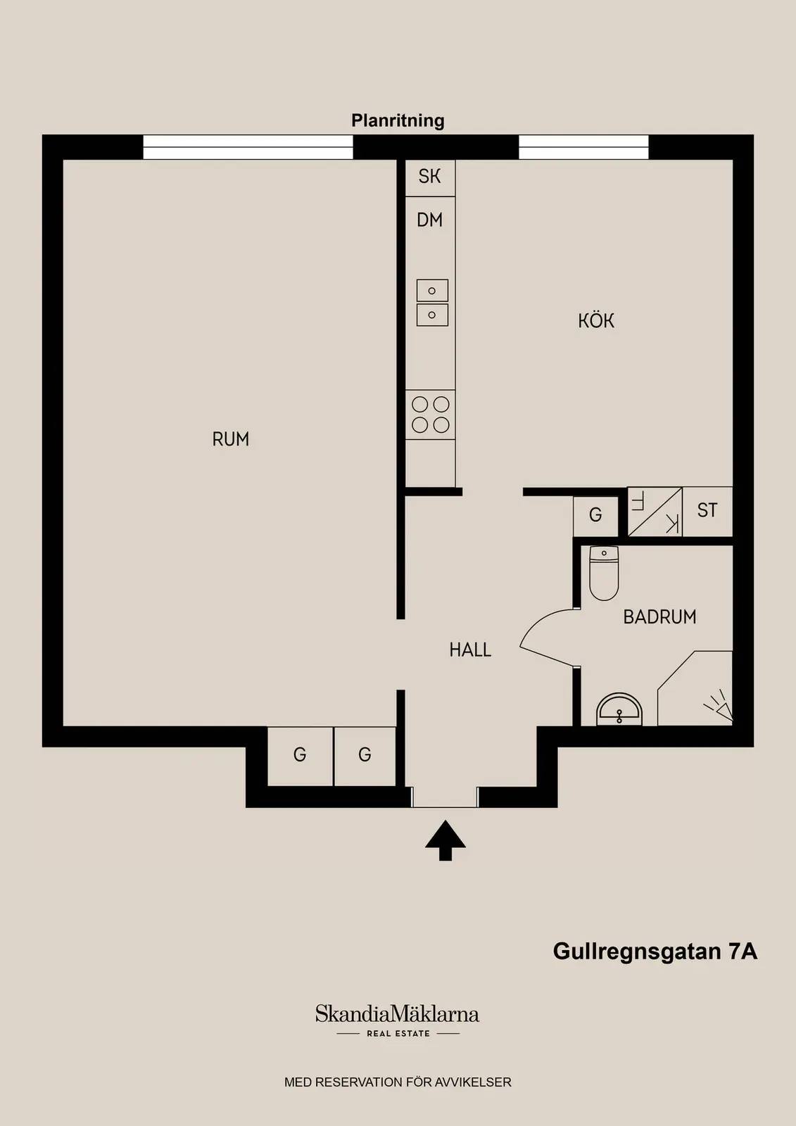 Planritning för Gullregnsgatan 7A