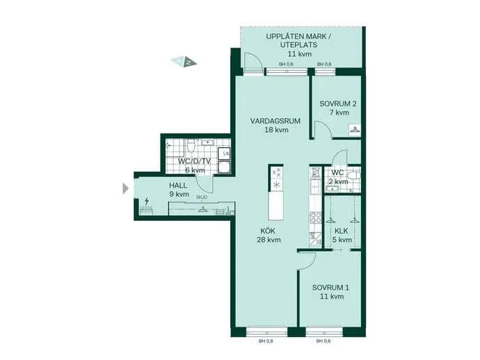 Floor plan for Örtgränd 4