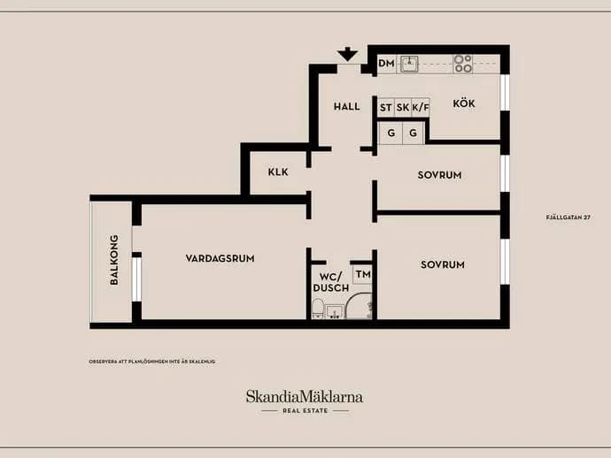 Floor plan for Fjällgatan 27