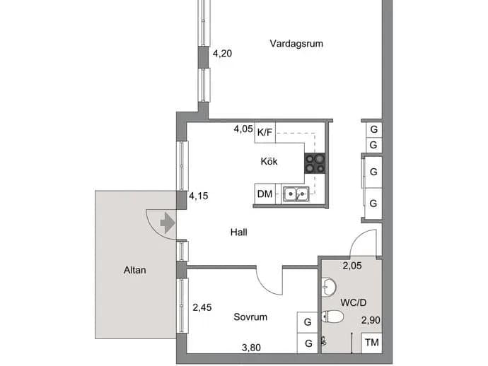 Planritning för Wibeliusgatan 6G