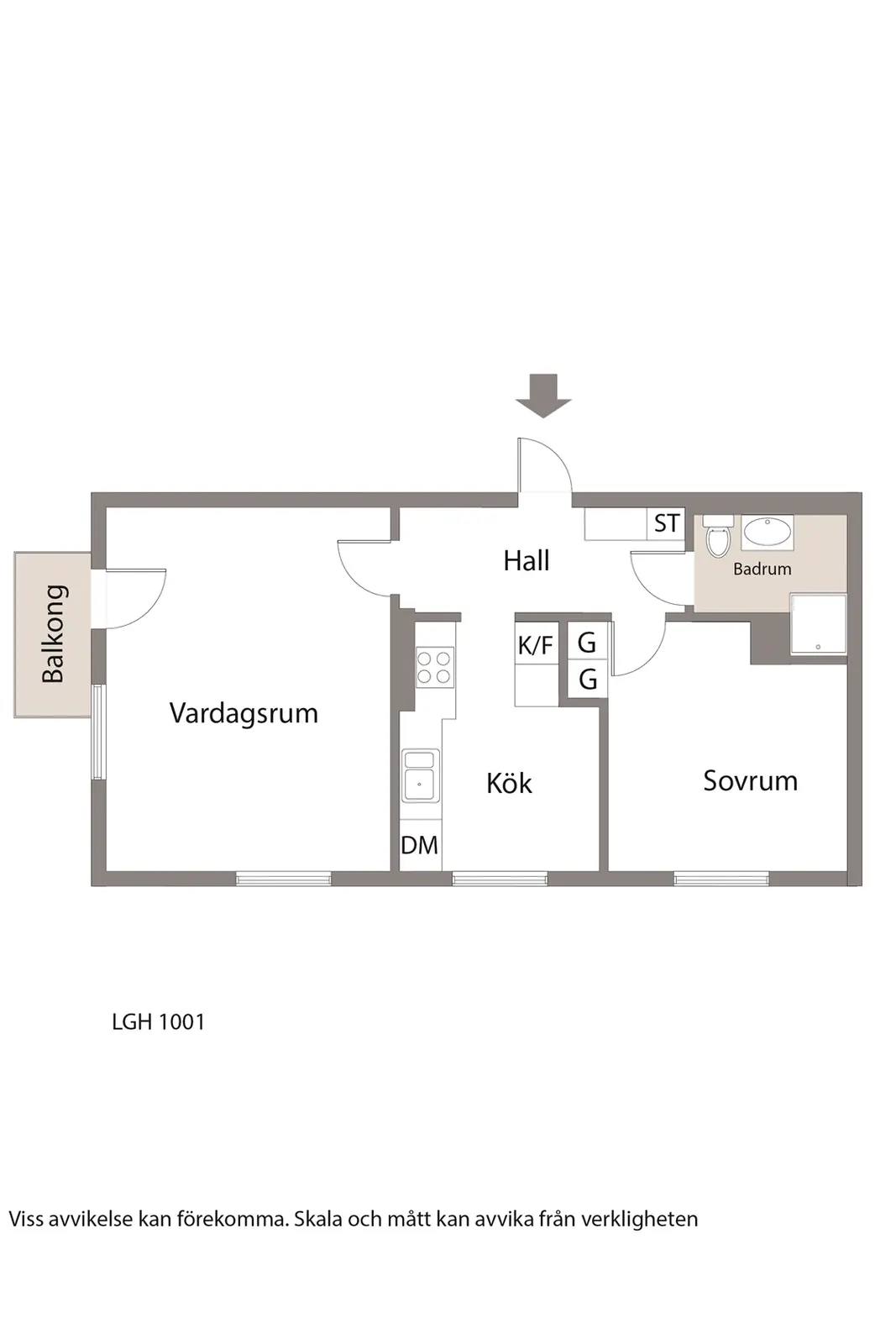 Floor plan for Gammeltorpsvägen 1A, lgh 1001