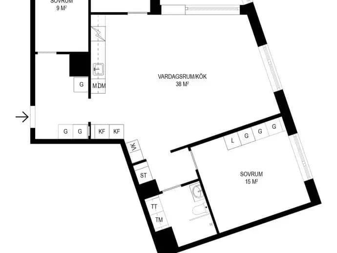 Planritning för Max Sievertsgatan 6B