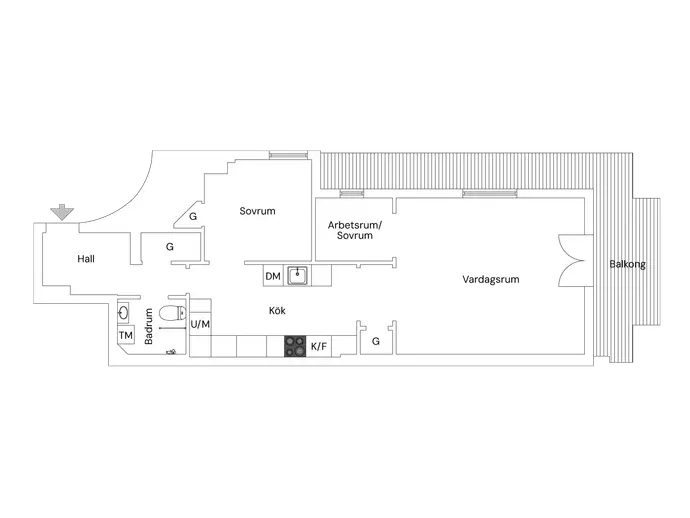 Floor plan for Kungsholms Strand 163, Högst upp