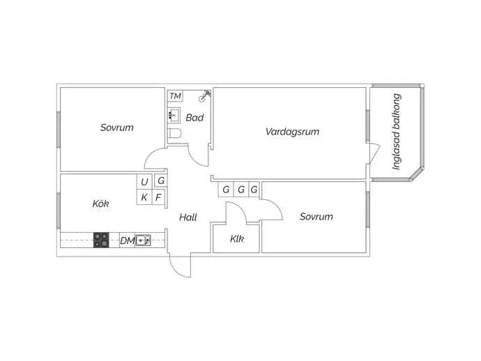 Floor plan for Malmövägen 11E