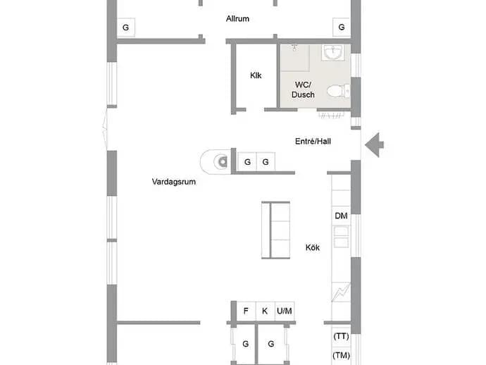 Planritning för Tranans väg 3