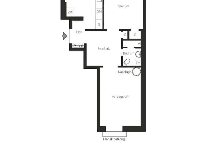 Floor plan for Bråvallagatan 9B, 5 tr