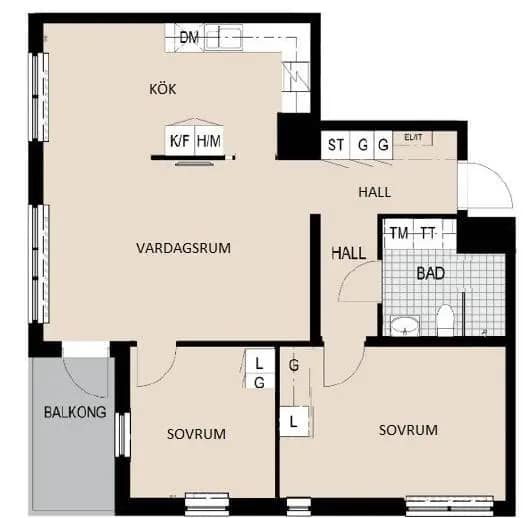 Planritning för Råcksta gårdsväg 28