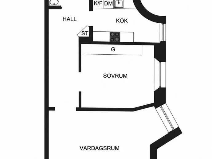 Planritning för Katarina västra kyrkogata 4B