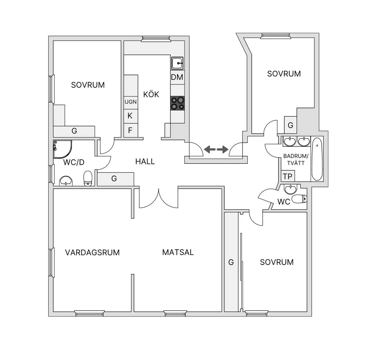 Floor plan for Alviksvägen 53 A
