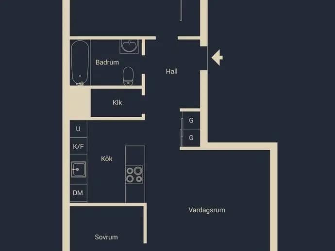 Floor plan for Fleminggatan 40C