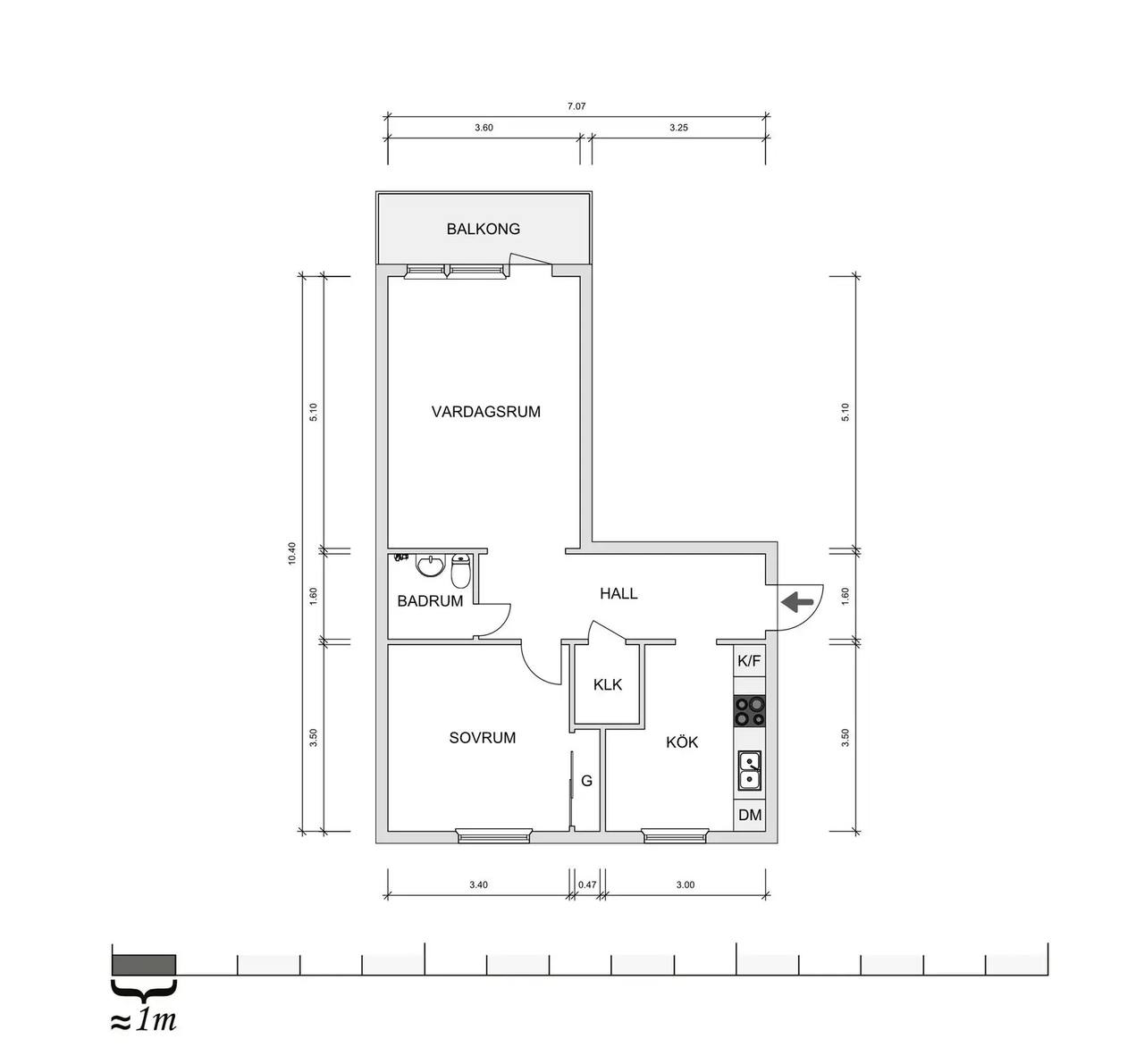 Planritning för Klostervägen 8c