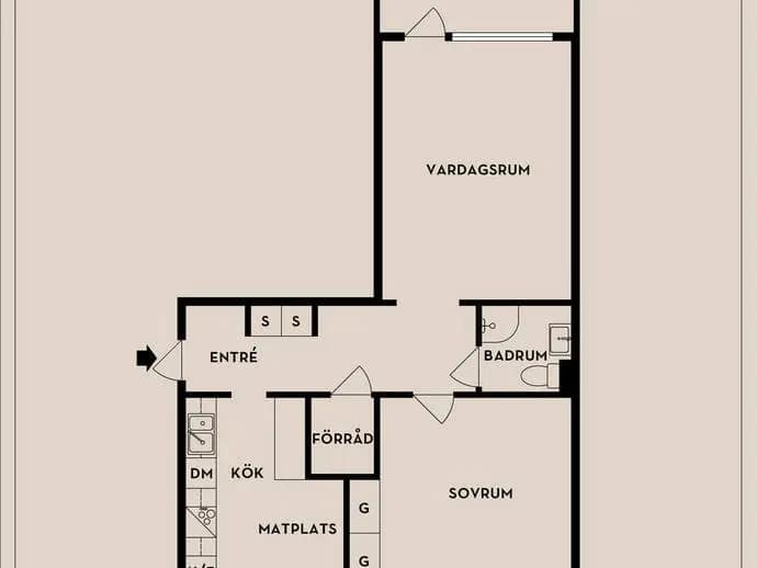 Floor plan for Skånegatan 16C